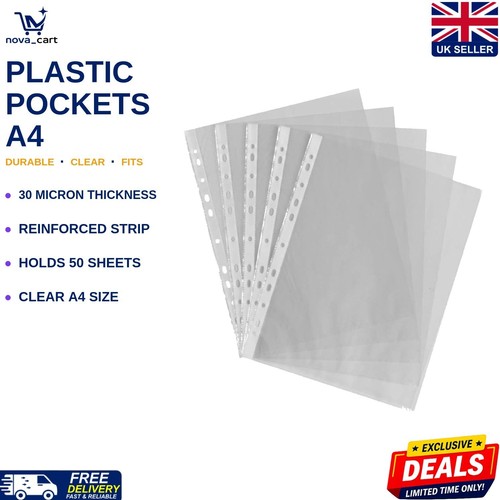Plastic pockets 50 clear - plastic, a4