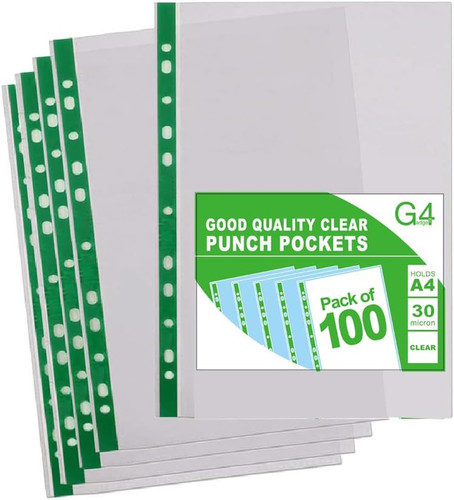 Plastic punch pockets 100 - a4,