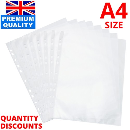 100 punched pockets clear - punched, a4