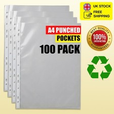 100 A4 CLEAR PLASTIC PUNCHED