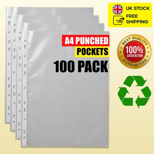 100 clear plastic punched - 100, a4