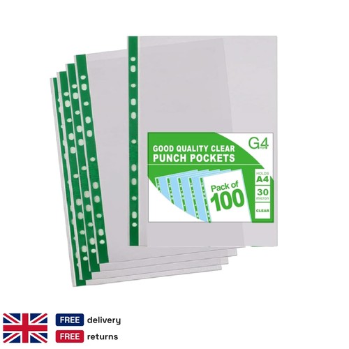 100x clear punched pockets - 100x,